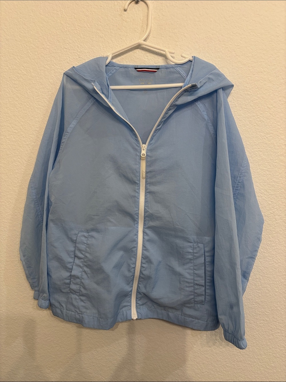Light Blue Windbreaker Lightweight Hooded Zip Up Jacket